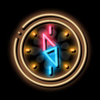 Navigational Compass Tool neon light sign vector. Glowing bright icon Compass Searching Way, Direction And Orientation Equipment sign. transparent symbol illustration