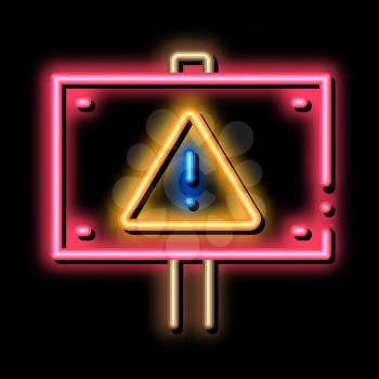 Warning Nameplate neon light sign vector. Glowing bright icon Warning Nameplate sign. transparent symbol illustration