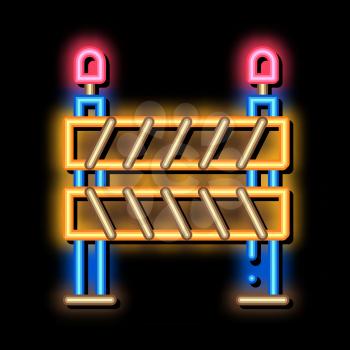 Road Barrier neon light sign vector. Glowing bright icon Road Barrier sign. transparent symbol illustration