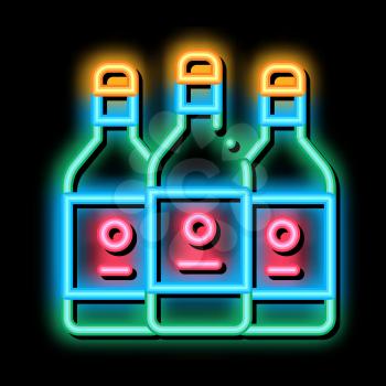Drink Bottles neon light sign vector. Glowing bright icon Drink Bottles sign. transparent symbol illustration