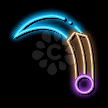 Curved Knife neon light sign vector. Glowing bright icon Curved Knife sign. transparent symbol illustration