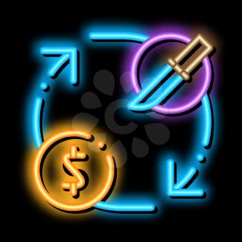 Knife Selling neon light sign vector. Glowing bright icon Knife Selling sign. transparent symbol illustration