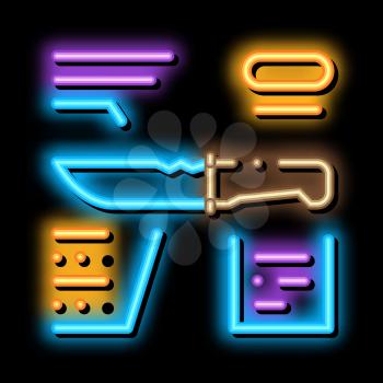 Knife Description neon light sign vector. Glowing bright icon Knife Description sign. transparent symbol illustration