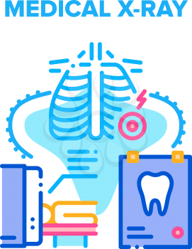 Medical X-ray Clinic Tool Vector Icon Concept. Medical X-ray Hospital Electronic Equipment In Radiology Department For Examination And Checking Human Organ. Mri Machine Color Illustration