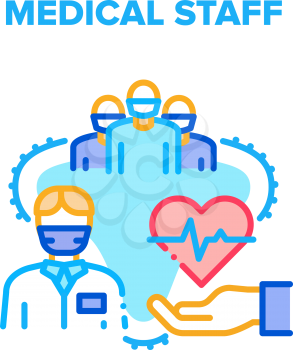 Medical Staff Consultation Vector Icon Concept. Doctor And Nurse, Student And Intern Medical Staff For Help Human Health And Examination. Hospital And Ambulance Worker Color Illustration