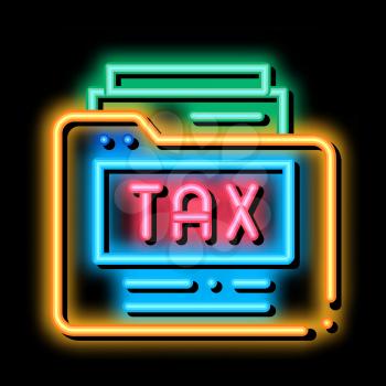 Tax Archive neon light sign vector. Glowing bright icon Tax Archive sign. transparent symbol illustration