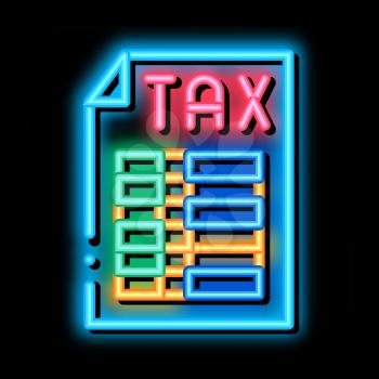 Tax Chart Page neon light sign vector. Glowing bright icon Tax Chart Page sign. transparent symbol illustration