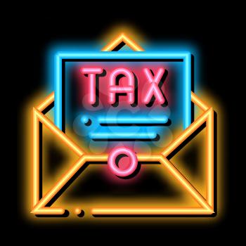 Tax Mail Order neon light sign vector. Glowing bright icon Tax Mail Order sign. transparent symbol illustration