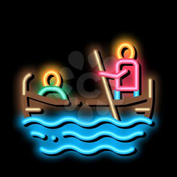 Gondola Boat neon light sign vector. Glowing bright icon Gondola Boat sign. transparent symbol illustration