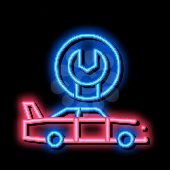 Car Wrench Tool neon light sign vector. Glowing bright icon Car Wrench Tool sign. transparent symbol illustration