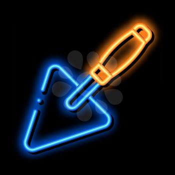 Plastering Trowel neon light sign vector. Glowing bright icon Plastering Trowel sign. transparent symbol illustration