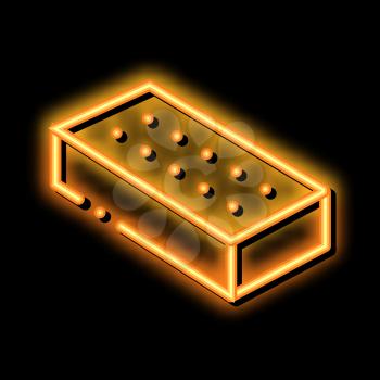 Brick Block neon light sign vector. Glowing bright icon Brick Block sign. transparent symbol illustration