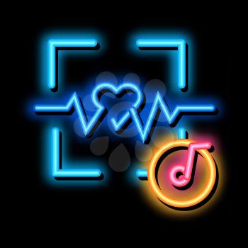 Effect of Music on Heart Rate neon light sign vector. Glowing bright icon Effect of Music on Heart Rate Sign. transparent symbol illustration