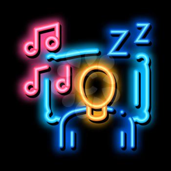 Fall Asleep to Music neon light sign vector. Glowing bright icon Fall Asleep to Music Sign. transparent symbol illustration