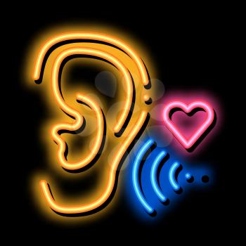 Pleasant Sound for Ear neon light sign vector. Glowing bright icon Pleasant Sound for Ear Sign. transparent symbol illustration