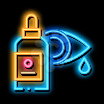 Eye Drops neon light sign vector. Glowing bright icon Eye Drops Sign. transparent symbol illustration