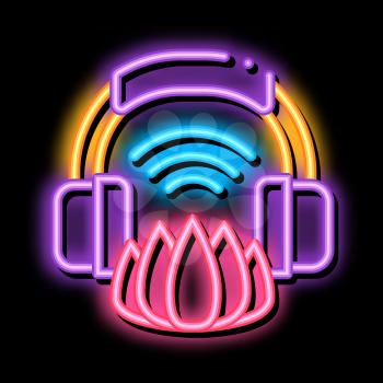 Music for Meditation neon light sign vector. Glowing bright icon Music for Meditation Sign. transparent symbol illustration