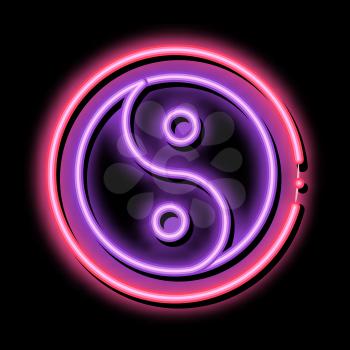 Yin Yang neon light sign vector. Glowing bright icon Yin Yang Sign. transparent symbol illustration