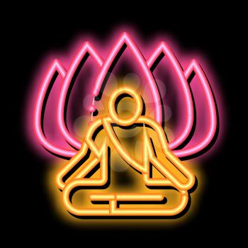 Shaman of Meditation neon light sign vector. Glowing bright icon Shaman of Meditation Sign. transparent symbol illustration