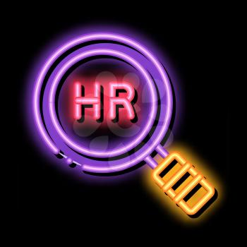 human resource research neon light sign vector. Glowing bright icon human resource research sign. transparent symbol illustration