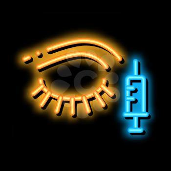 eye injection neon light sign vector. Glowing bright icon eye injection sign. transparent symbol illustration
