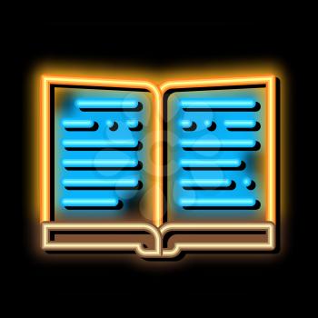 open book neon light sign vector. Glowing bright icon open book sign. transparent symbol illustration