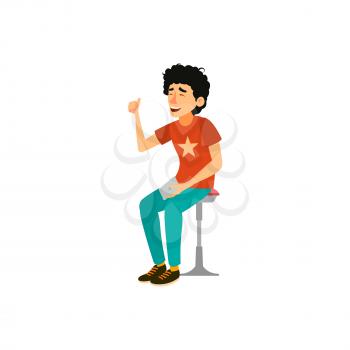 laughing young man on stand up show cartoon vector. laughing young man on stand up show character. isolated flat cartoon illustration