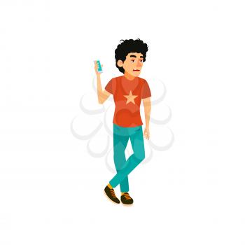 youngster man waiting call long time cartoon vector. youngster man waiting call long time character. isolated flat cartoon illustration