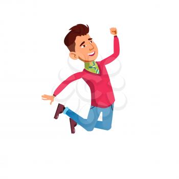 jumping teen boy. school kid fun. sport child. teenager action. vector character flat cartoon Illustration
