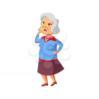 amazed elderly woman looking at comet in night sky cartoon vector. amazed elderly woman looking at comet in night sky character. isolated flat cartoon illustration