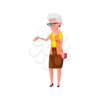 serious elderly lady waiting order in restaurant cartoon vector. serious elderly lady waiting order in restaurant character. isolated flat cartoon illustration