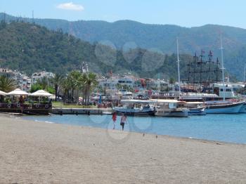 Yachting marina of Marmaris in Turkey resort town on the Aegean Sea
