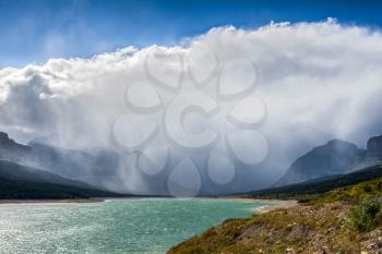 Storm clouds gathering over Lake Sherburne