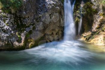 Waterfall at the Val Vertova Torrent Lombardy near Bergamo in Italy