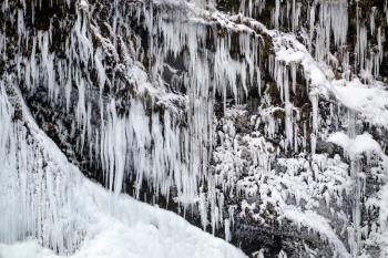 View of Skogafoss Waterfall in Winter