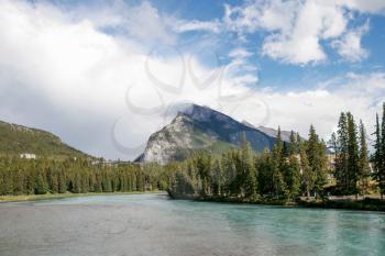 Scenic view of the Bow River at Banff in Alberta