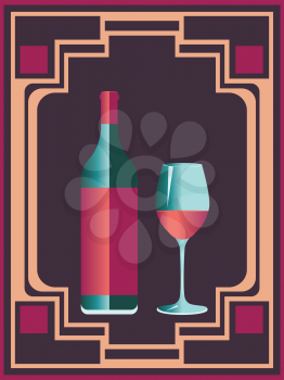 Minimalist style poster with glass and bottle of wine design.