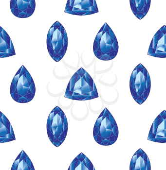 Precious gemstones, crystals of blue color in different shapes collection.