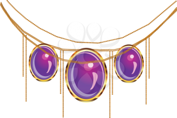 Illustration of luxury fantasy purple jewelry on white background.