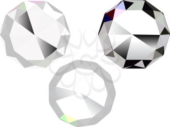 Illustration of three diamonds, jewel stone vector icon