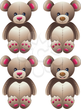 Cute brown teddy bear, cartoon happy bear illustration.