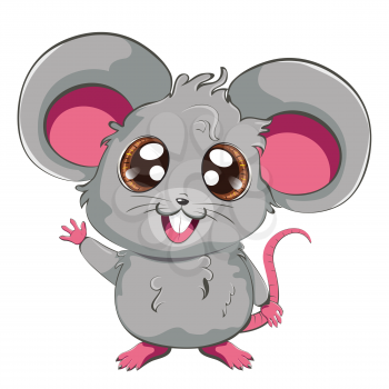 Cartoon kawaii anime grey mouse or rat design.