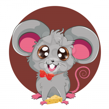 Cartoon kawaii anime grey mouse or rat design.
