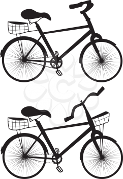 Illustration of cartoon bicycle on white background.