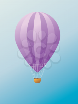 Colorful illustration of hot air balloon of violet color.