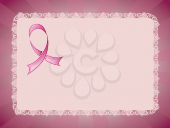 Stylized pink support ribbon on abstract background.
