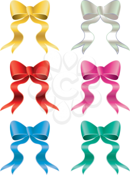 Set of decorative holiday bow in different colors.