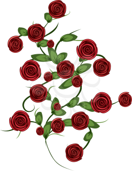 Illustration of floral ornament with abstract red roses.