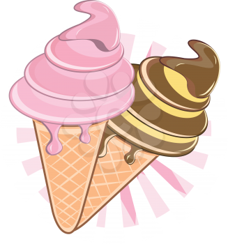 Illustration of colorful melting ice cream