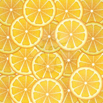 Bright background with juicy orange slices, citrus fruit slices.